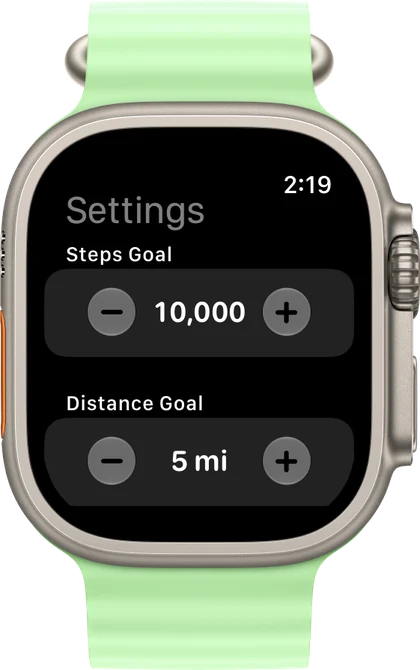 Apple Watch Settings with the same goals